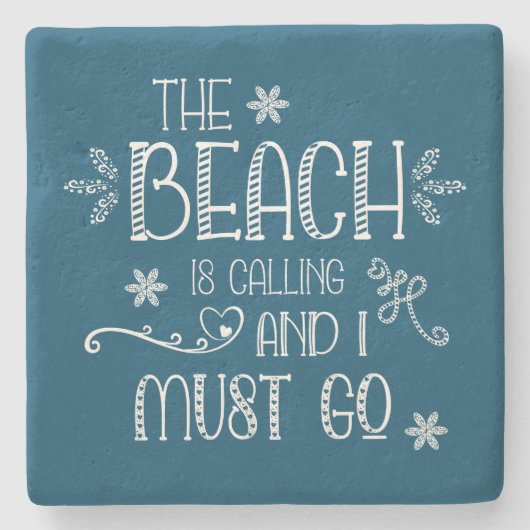 ビーチがおもしろい引用文を呼び出している色 ストーンコースター (正面)