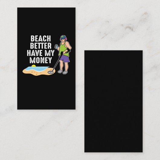 ビーチがお金を持ちやすく-メタル検出 名刺 (正面/裏面)