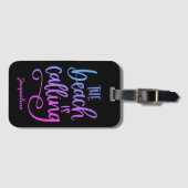 ビーチが呼び出しカスタム中ブルーパープルお洒落文字 ラゲッジタグ (正面横)