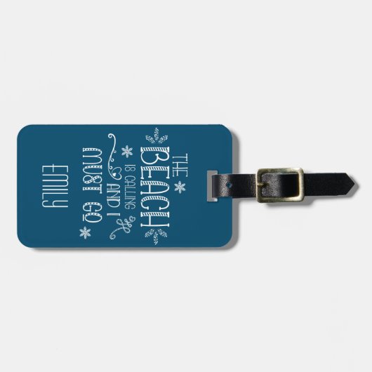ビーチが呼び出し中Go Nameアドレスターコイズ ラゲッジタグ (正面横)
