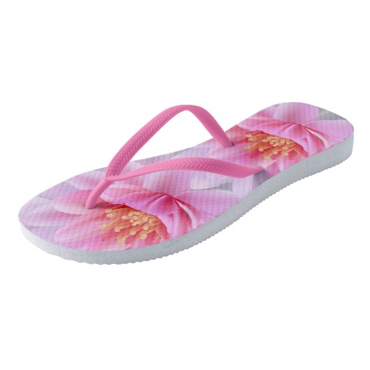 ビーチが呼び出し、フロップス – ピンクのフローラをフリップ飾する ビーチサンダル (アングル)