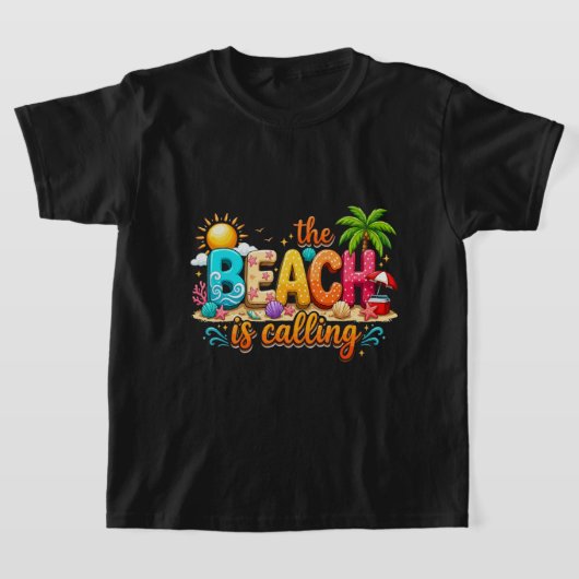 ビーチが呼んでいる 夏のバイブス Tシャツ (レイダウン)