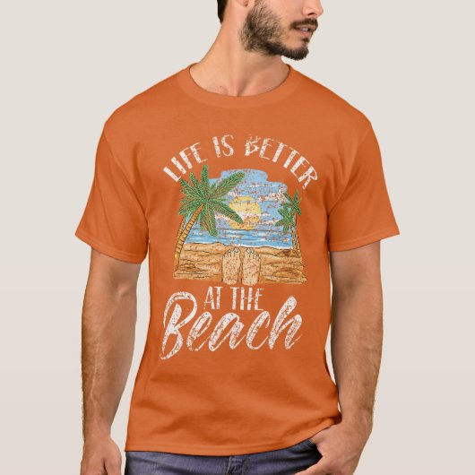 ビーチが好きな人へ ビーチライフを楽しもう Tシャツ (正面)