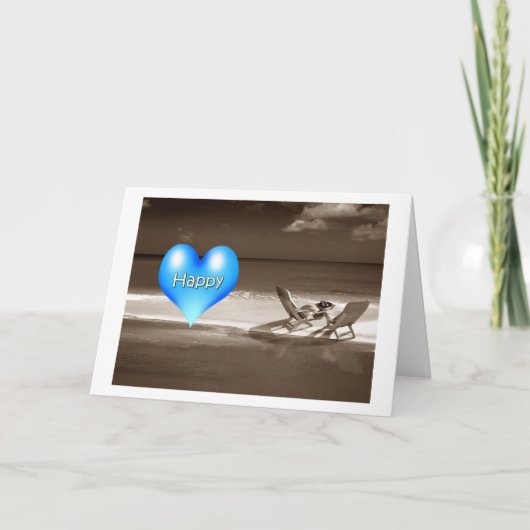 ビーチが幸せな休日·新年から シーズンカード (正面)