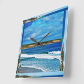 ビーチが来波転がを受け入れる時 スクエア壁時計 (傾斜)