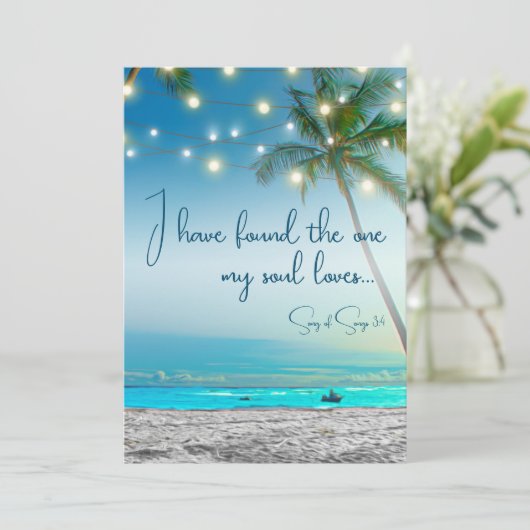 ビーチが見つかった1つの魂の愛トロピカル日付を保存 案内状 (スタンド正面)
