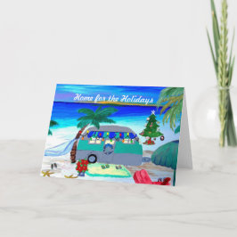 ビーチそばのエアストリームキャンパー クリスマスカード カード