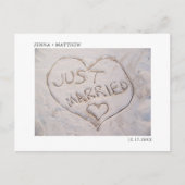 ビーチたった今結婚しました写真の発表 案内ポストカード (正面)