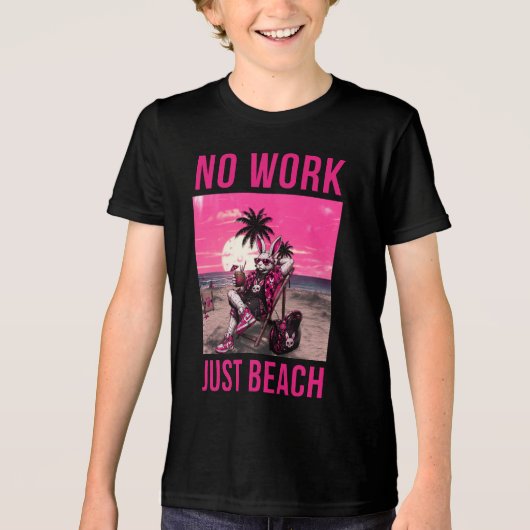 ビーチだけ、仕事ナシ トライブレンドTシャツ (正面)