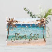 ビーチであなたは私のフラワーガールになりますか プロポーズカード サンキューカード (スタンド正面)