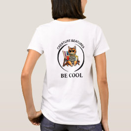 ビーチでおしゃれなネコ - ビクシー Tシャツ