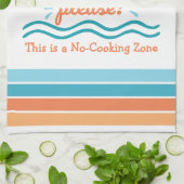 ビーチでお願い 調理禁止ゾーン 海岸テーマ キッチンタオル (折り畳み)