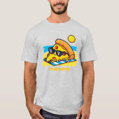ビーチでくつろぐサングラスのピザ Tシャツ (正面)