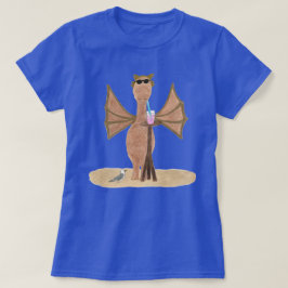 ビーチでくつろぐドラゴンの夏デザイン 女性用 Tシャツ