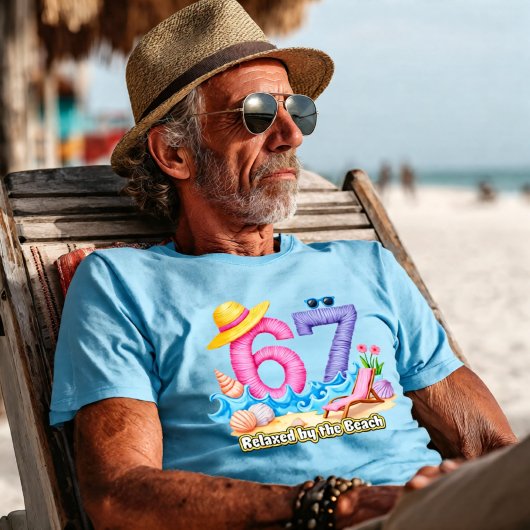 ビーチでのんびりリタイアメント 67 Tシャツ