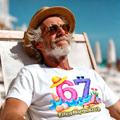 ビーチでのんびりリタイアメント 67 Tシャツ