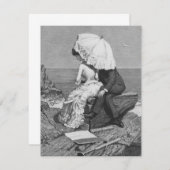 ビーチでのウェディング, ロマンチックな海岸の新婚夫婦 招待状 (正面/裏面)