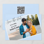 ビーチでのカップル フラット セーブ・ザ・デート カード (正面/裏面)