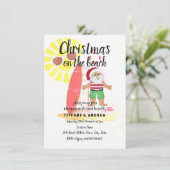 ビーチでのクリスマス サマーサンタパーティー招待状 招待状 (スタンド正面)