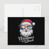 ビーチでのクリスマス ハワイアン サマー ホリデー シーズンポストカード (正面/裏面)