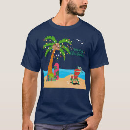 ビーチでのクリスマスTシャツ Tシャツ