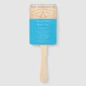 ビーチでのハートのウェディング 式プログラム ハンドファン (正面)