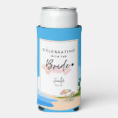 ビーチでのブライズパーティー カスタマイズ スリム缶クーラー (Seltzer正面)