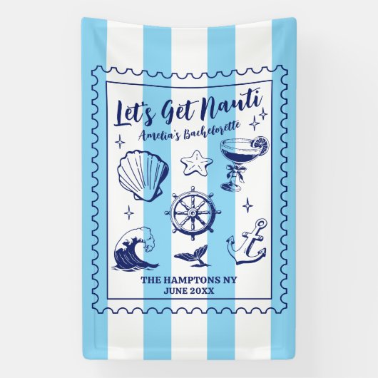 ビーチでのブライズメイドパーティーをしよう! ヴィンテージスタイル 横断幕 (縦)