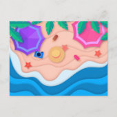 ビーチでのペーパークラフトの夏 ポストカード (正面)