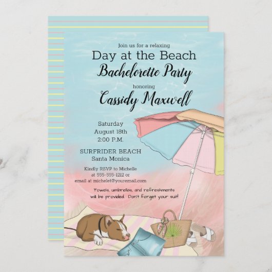 ビーチでのラストパーティ 招待状 (正面/裏面)