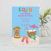 ビーチでのルアウ・ティキ・バースデー・招待状 招待状 (スタンド正面)