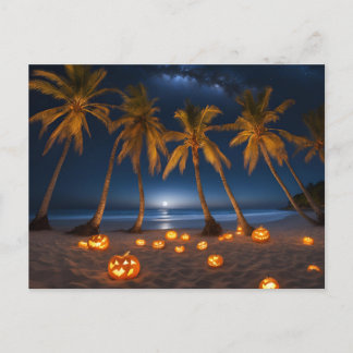 ビーチでの不気味なハロウィンパーティー シーズンポストカード