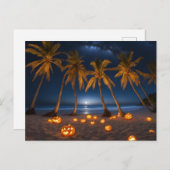 ビーチでの不気味なハロウィンパーティー シーズンポストカード (正面/裏面)