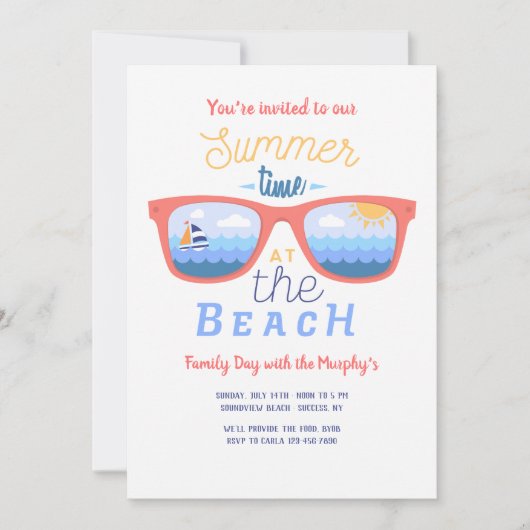 ビーチでの夏の特別な招待状 招待状 (正面)