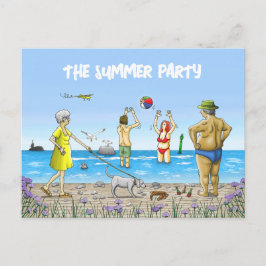 ビーチでの夏の誕生日パーティー シーズンポストカード