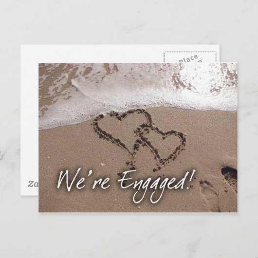 ビーチでの婚約カード 案内ポストカード (正面/裏面)