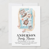 ビーチでの家族再会ピクニック 招待状 (正面)