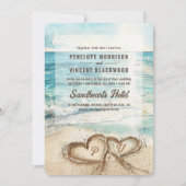 ビーチでの愛の結婚式招待状 招待状 (正面)