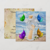 「ビーチでの招待状」- 砂浜の招待状 - SRF 招待状 (正面/裏面)