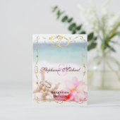 ビーチでの挙式後に贈る結婚式リングの受付カード エンクロージャーカード (スタンド正面)