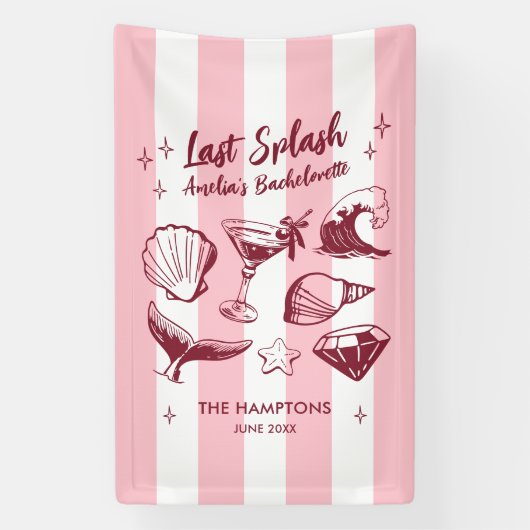 ビーチでの最後のバチェロレッテパーティー マーメイド 横断幕 (縦)