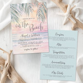 ビーチでの水彩画のようなウェディング オールインワン 招待状