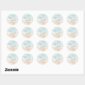 ビーチでの水彩画のようなウェディング ラウンドシール (シート)