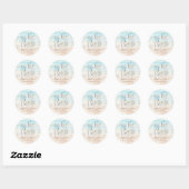 ビーチでの水彩画のようなウェディング ラウンドシール (シート)