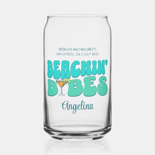 ビーチでの独身最後の女祭り ビーチで楽しむ最高の花嫁とその仲間たち ガラス缶 (正面)