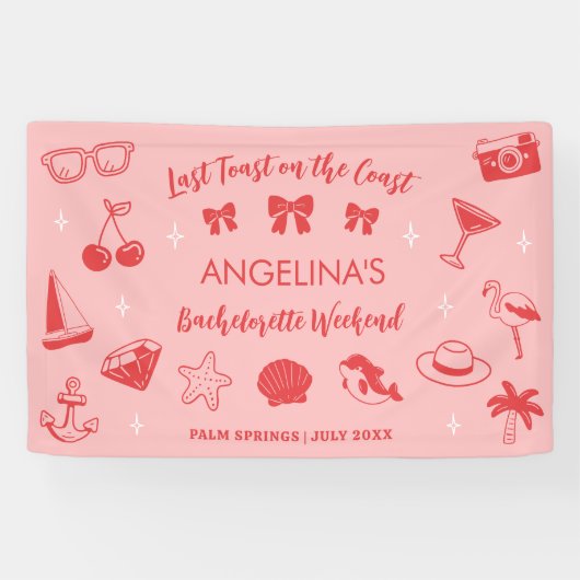 ビーチでの独身最後の女祭り　海辺の落書き 横断幕 (横)