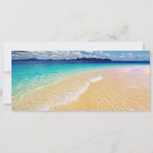 ビーチでの目的地ウェディングの出欠確認 招待状 (裏面)