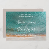 ビーチでの結婚式の目的地の保存日付 セーブザデート (正面/裏面)
