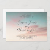 ビーチでの結婚式の目的地の保存日付 セーブザデート (正面/裏面)