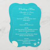 ビーチでの結婚式の貝殻 メニュー オーダーメイド 招待状 (正面/裏面)